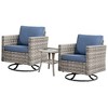 XIZZI Patio Outdoor Swivel Rocking Chairs Set of 2 with Side Table, 3 Pieces PE Rattan Wicker Patio Bistro Set with 360 Degree Rotation Chairs - 2 of 4
