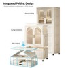 DOMETOUR 25.59' Folding Wardrobe, Magnetic Door, Plastic Cabinet with Wheels, 1 Wardrobe Layer, 3 Folding Boxes, 10 Hangers - 3 of 4