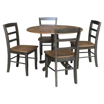42" Albion Drop Leaf Dining Table with 4 Madrid Ladderback Chairs - International Concepts