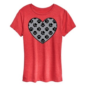 Women's - Instant Message - Paw Fill Heart Short Sleeve Graphic T-Shirt - 1 of 4