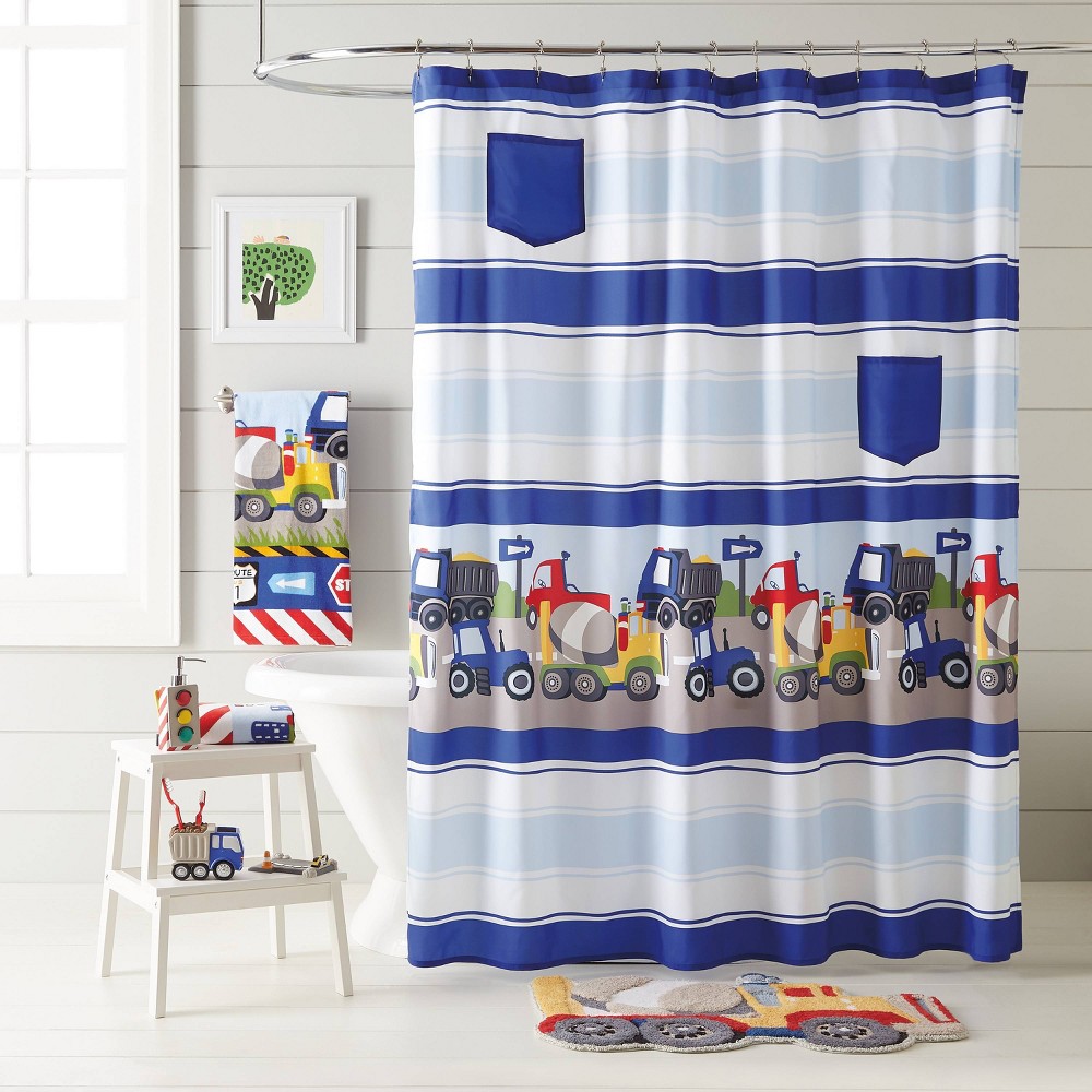 Photos - Shower Curtain Trains and Trucks Printed Kids'  - Dream Factory