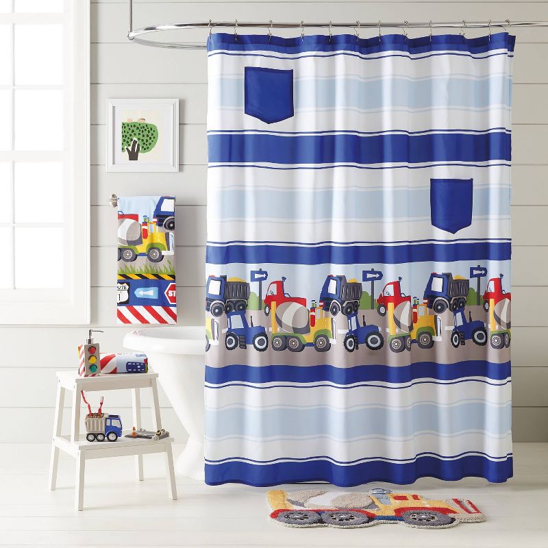 Trains and Trucks Printed Kids&#39; Shower Curtain - Dream Factory, 1 of 5