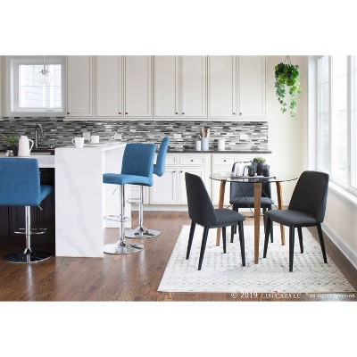 39" CosmoFlair Circular Glass & Walnut Wood Dining Table