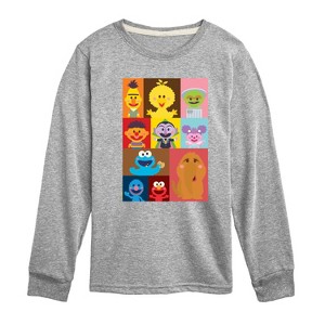 Boys' - Sesame Street - Kawaii Character Grid Long Sleeve Graphic T-Shirt - 1 of 3