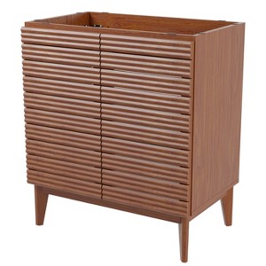 JONATHAN Y VAN1004 Calandre 20 in. W x 18 in. D x 33 in. H Thin Linear Slat Modern 2-Shelf Bath Vanity Cabinet Only (Sink Basin not Included) - 1 of 4