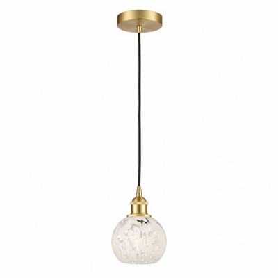 White Mouchette - 1 Light Cord Hung Mini Pendant In Modern Style-8 Inches Tall and 6 Inches Wide