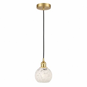 White Mouchette - 1 Light Cord Hung Mini Pendant In Modern Style-8 Inches Tall and 6 Inches Wide - 1 of 1