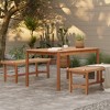 LuxenHome Natural Solid Wood 6-Person 59-Inch Long Rectangle Outdoor Dining Table Brown - 3 of 4