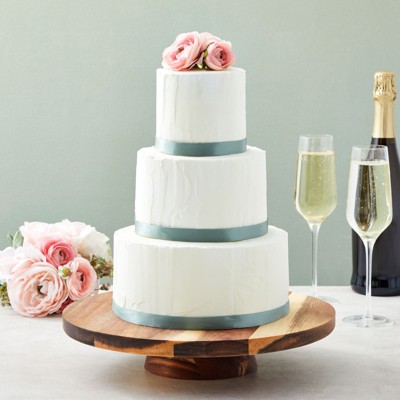 Rustic Dark Brown Acacia Wood Cake Stand for Appetizers and Desserts