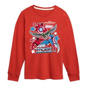 Boys' - Marvel - Captain America Sticker Style Long Sleeve Graphic T-Shirt - 1 of 4
