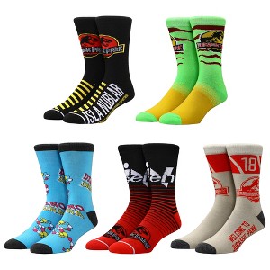 Jurassic Park Mixed Art Logos Men's 5-Pack Casual Crew Socks - 1 of 4