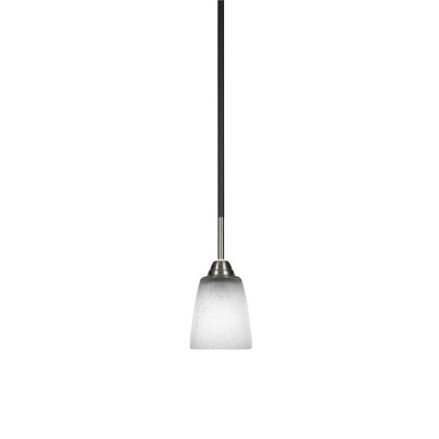 Toltec Lighting Paramount 1 - Light Pendant in  Matte Black/Brushed Nickel with 4.5" Square White Muslin Shade