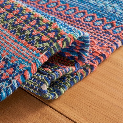 Handwoven Orange and Green Wool Cotton 8' x 10' Kilim Rug