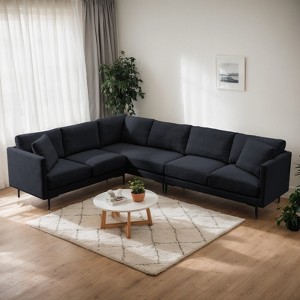 Mjkone Luxury Linen 107"W*81.5''D L-shaped Couch,6-Seat Oversized Sectional Sofa Couch With Corner Sofa - 1 of 4