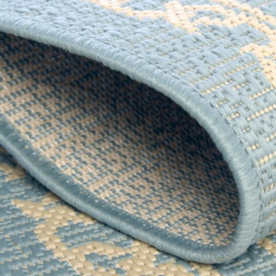 Light Blue Synthetic Easy-Care Outdoor Rug 5' x 8'