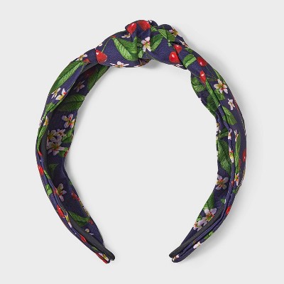 Top Knot Headband with Cherries and Daisies - A New Day™ Blue