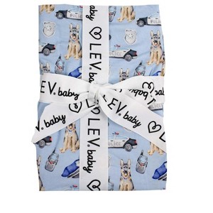 Lev Baby Buttery Soft Viscose from Bamboo Swaddle Blanket – Police Print Blue – 44x44 inches - 1 of 2