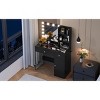 AZL1 Life Concept Dressers Luxury Vanity Table with LED Mirror Tempered Glass Top for Bedroom Dressing Room, Black, 35.4"*15.7"*53.9" - 4 of 4