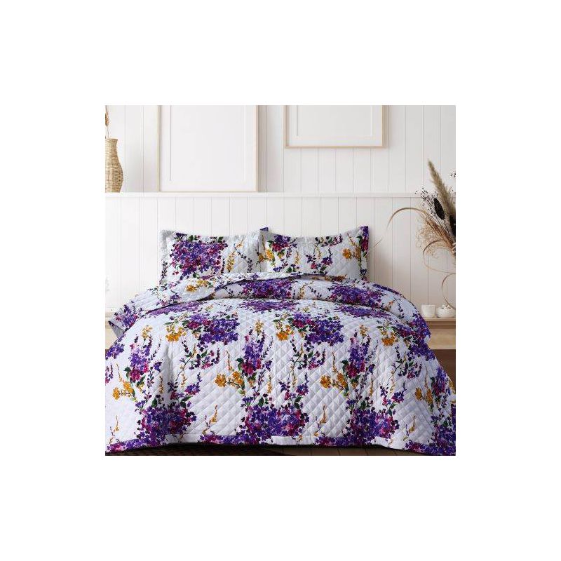 Serena Printed Oversized Quilt Set Orange/Purple/White - Azores Home, 1 of 5