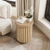LuxenHome Brown Wood Fluted Round Side Table, 19" Mid Century Modern Wooden Accent Tables for Small Spaces, Bedside Table for Living Room - 2 of 4