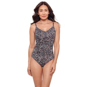 Aqua Green, Women's Princess Seam Shirred One Piece - 1 of 3