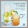 Elle Decor Bedside Water Carafe with Cup Set, Smooth Glass Pitcher and Ribbed Drinking Glass Doubles as Lid 27-Ounce, Amber - 3 of 4