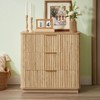 APRILSOUL Oak Modern 3 Drawers Curved wave Design, Nightstand, Wood Drawer Organizer for Bedroom, Living Room, Hallway - 3 of 4