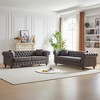 126'' Tech Fabric Chesterfield 3+3 Seater Sofa Set with Rolled Arms, Tufted Buttons and 4 Matching Cushions - 4 of 4