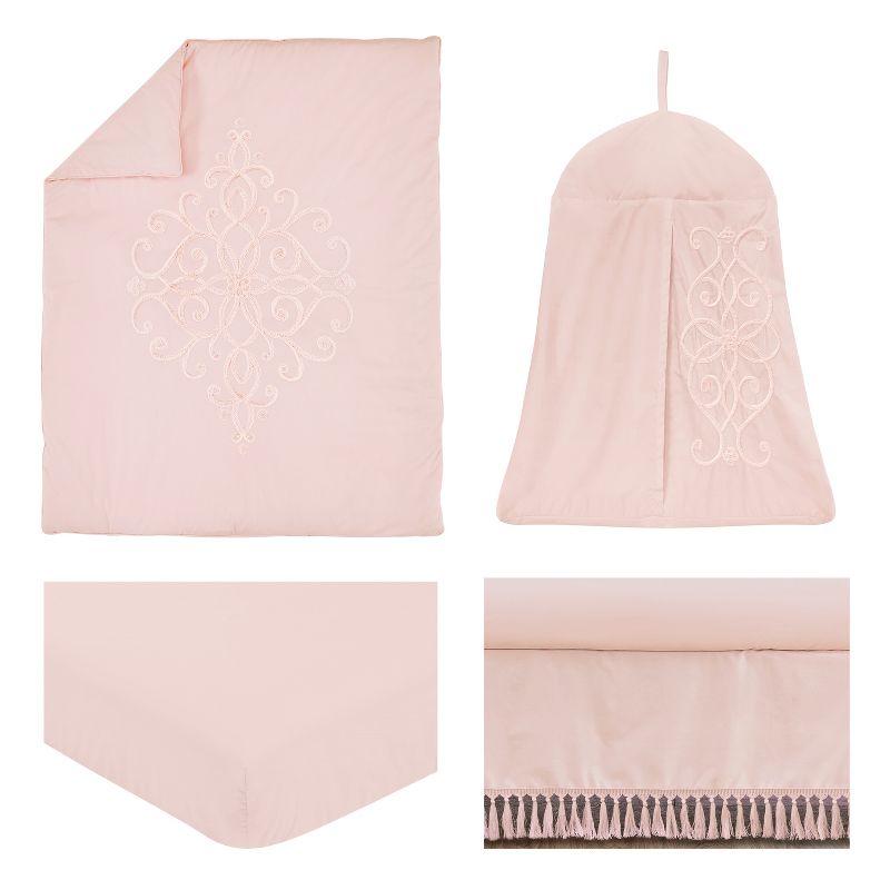 Sweet Jojo Designs Girl Baby Crib Bedding Set - Bohemian Collection Solid Blush Pink 4pc, 3 of 8