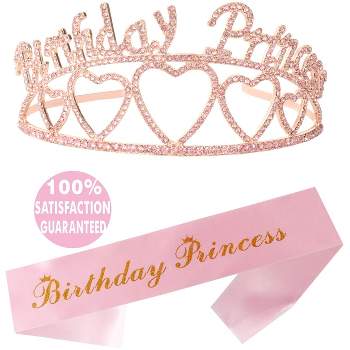 Meant2tobe Birthday Princess Sash and Tiara for Girl - Pink