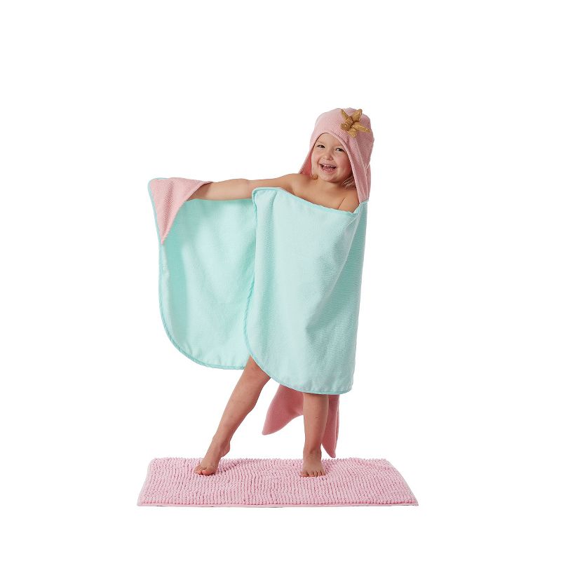 Kate Aurora Montauk Accents Complete 5 Piece Juvi Mermaid Themed Fabric Shower Curtain Bathroom Set, 4 of 15