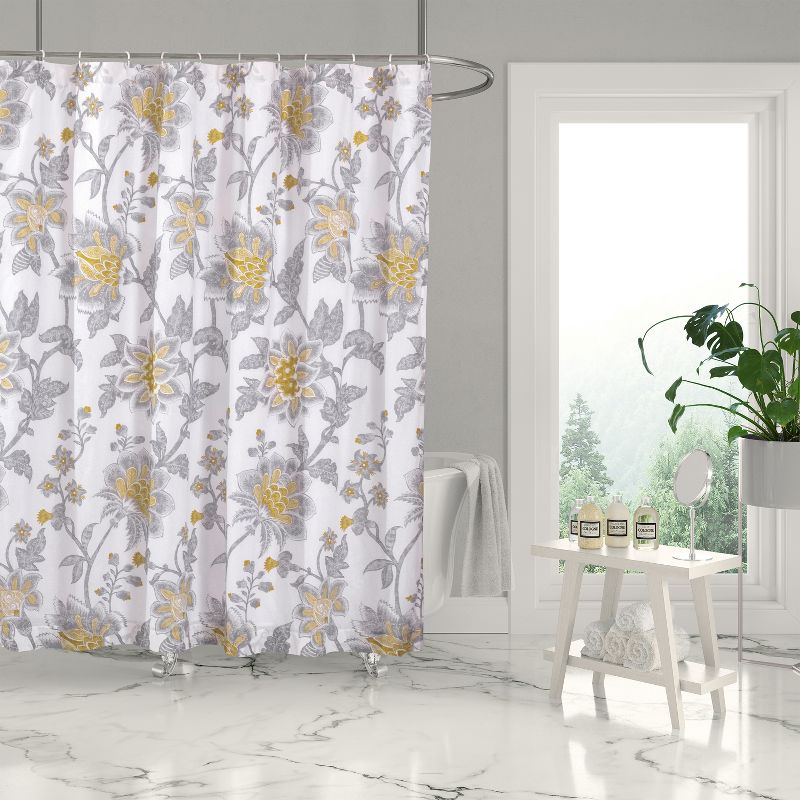 Reverie Floral Lined Shower Curtain with Grommets - Levtex Home, 1 of 4