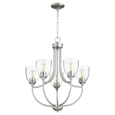 Quorum Lighting Enclave 5-Light Chandelier, Satin Nickel, Clear/Seeded Glass
