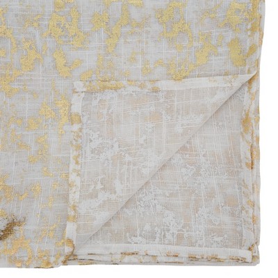 Gold Foil Print Square Ivory Fabric Tablecloth