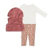 Little Lass Baby Girls 3 Piece Faux Fur Vest & Coordinated Outfit - 4 of 4