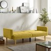 75.6" Futon Sofa Bed, Convertible Sleeper Sofa With Tapered Wood Legs, Modern Snowflake Velvet Upholstered Couch, 3 Seater Sleeper Sofa - 3 of 4