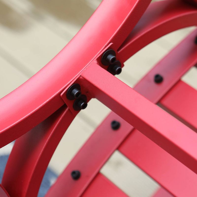 Outdoor Steel Loveseat Bench - Red - Captiva Designs, 6 of 10