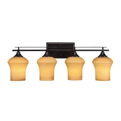 Toltec Lighting Uptowne 4 - Light Vanity in  Dark Granite with 5.5" Zilo Cayenne Linen  Shade