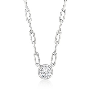 Pure Collection by Ross-Simons 0.20 Carat Bezel-Set Diamond Paper Clip Link Necklace in Sterling Silver - 1 of 4