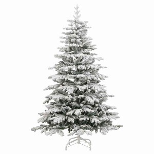 vidaXL Artificial Hinged Christmas Tree Green and white PVC, PE, iron - 1 of 4