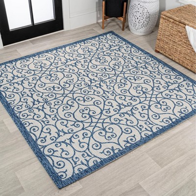 5' X 5' Madrid Vintage Filigree Textured Weave Indoor/outdoor Area Rug ...