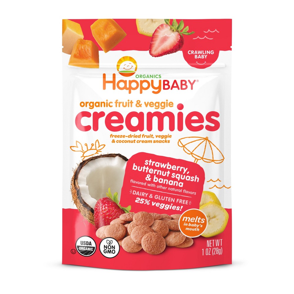 HappyBaby Creamies Strawberry Butternut Squash Freeze Dried Baby Snacks - 1oz
