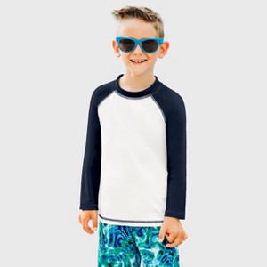 City Threads USA-Made Swim UPF 50+ Boys Color Block Long Sleeve Rashguard Shirt - 1 of 4