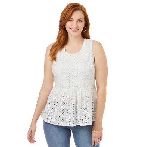 Plus size store white peplum shirt