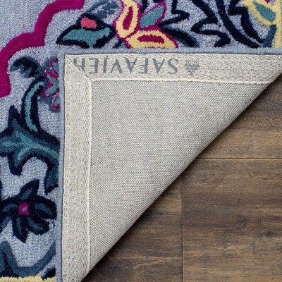 Handmade Blue/Multi Wool Tufted Square Area Rug 5' x 8'