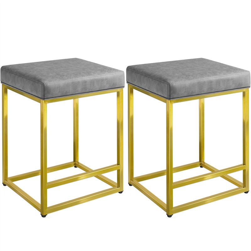 Yaheetech Bar Stools 24" H Set of 2 Upholstered Backless for Kitchen Counter, 1 of 7