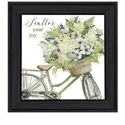 HomeRoots SCATTER YOUR JOY WITH FLOWERS Black Framed Print Wall Art
