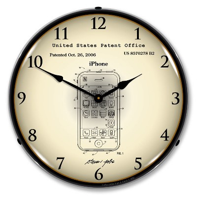 Collectable Sign & Clock | Apple iPhone Patent LED Wall Clock Retro/Vintage, Lighted