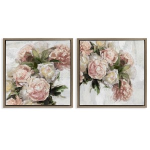 Stupell Industries Traditional Peony Blossoms Arrangement 2pc Floating Frame Art Set - 1 of 4
