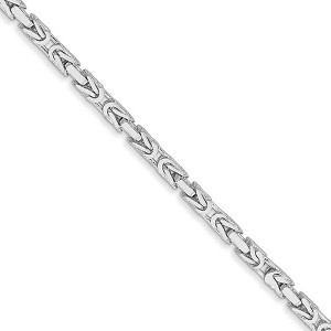 Black Bow Jewelry 2mm, 14k White Gold, Solid Byzantine Chain Necklace - 1 of 4
